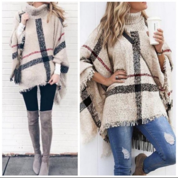 Jackets & Blazers - LAST 1🔥 BEAUTIFUL BEIGE TURTLENECK PONCHO
